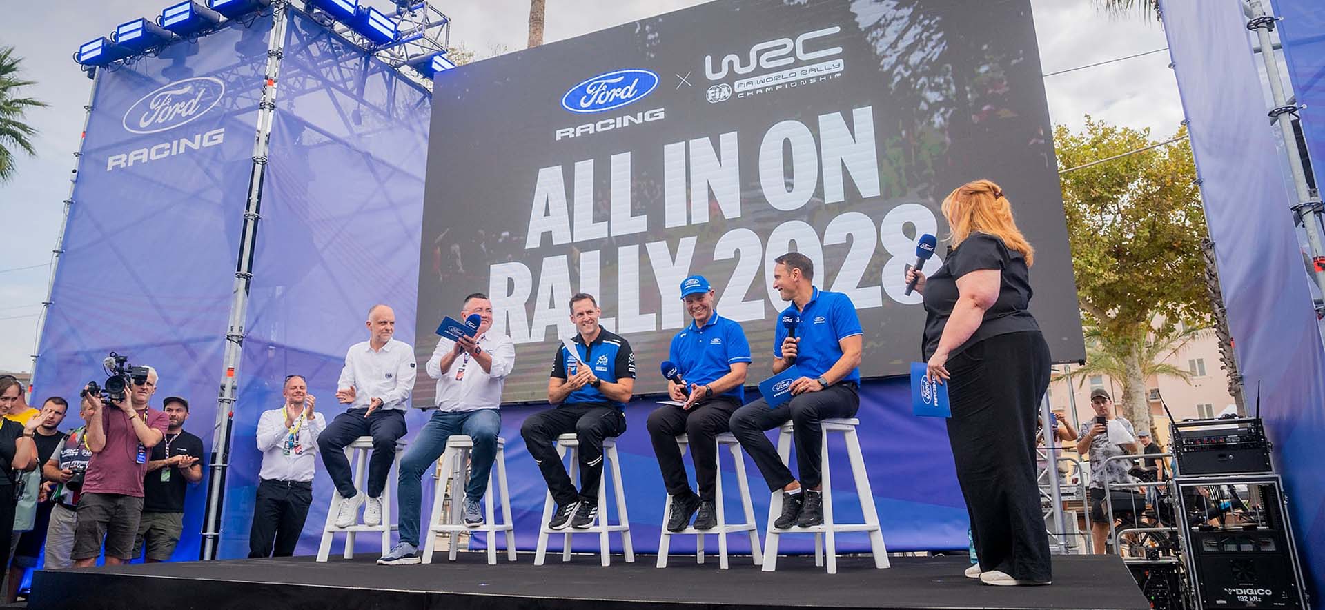 Ford and Rally Team on stage