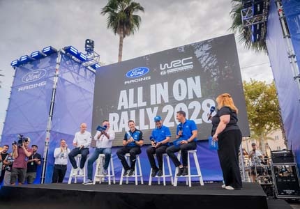 Ford and Rally Team on stage