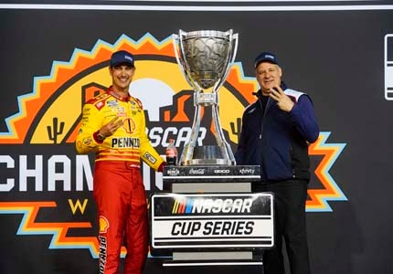 Pat and Joey Logano in victory lane