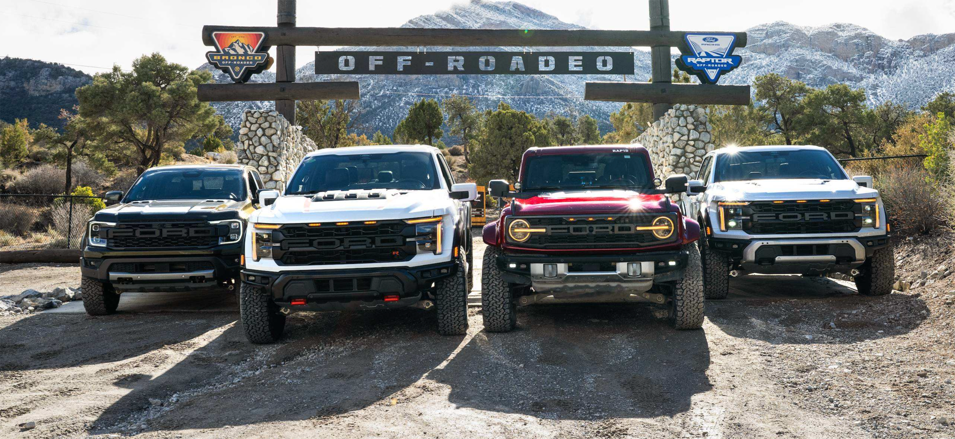 Raptors in front of off-roadeo sign