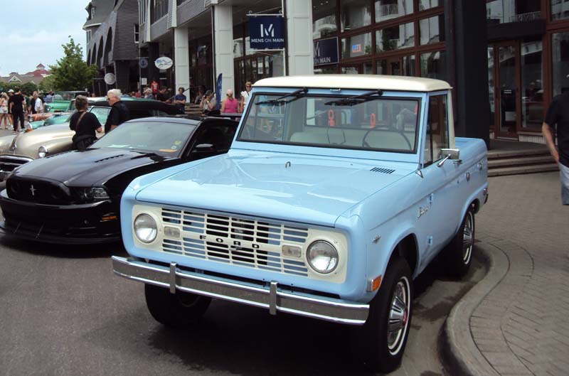 Light blue Ford Bronco on display 