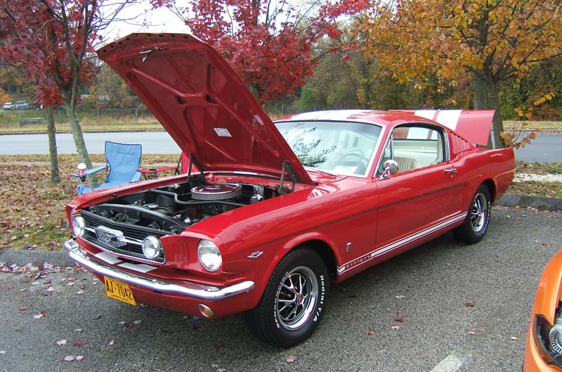 Red mustang on display