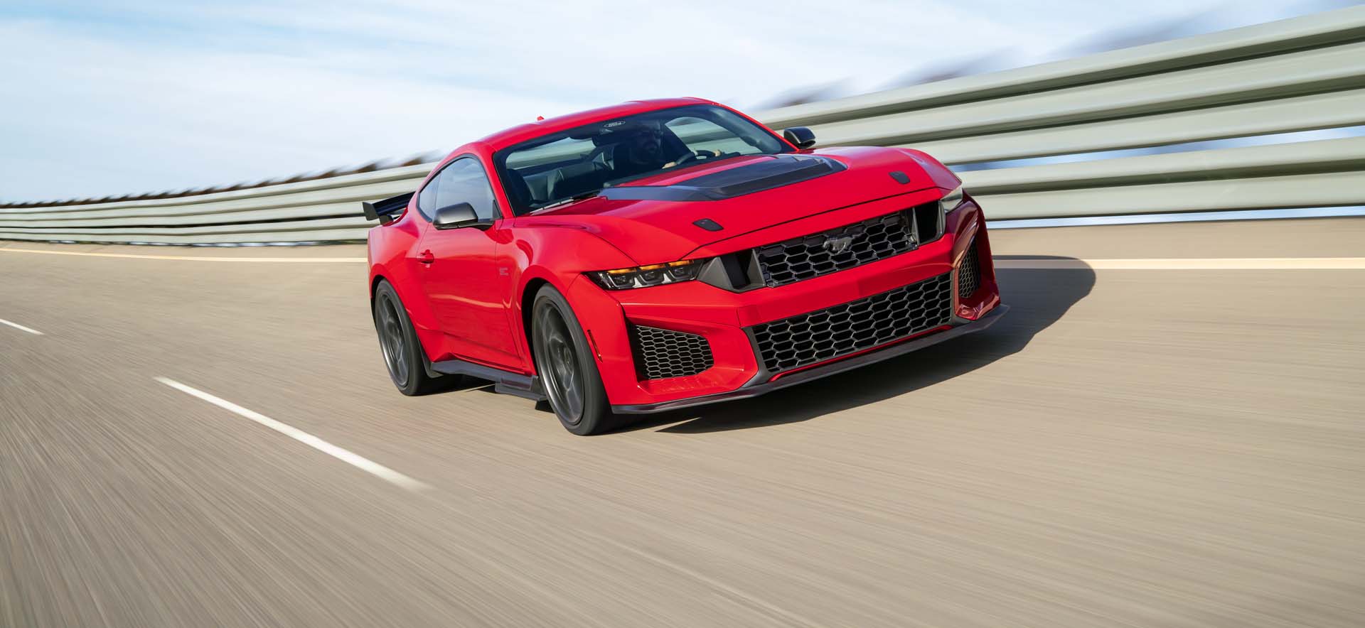 Red Mustang Dark Horse SC on track