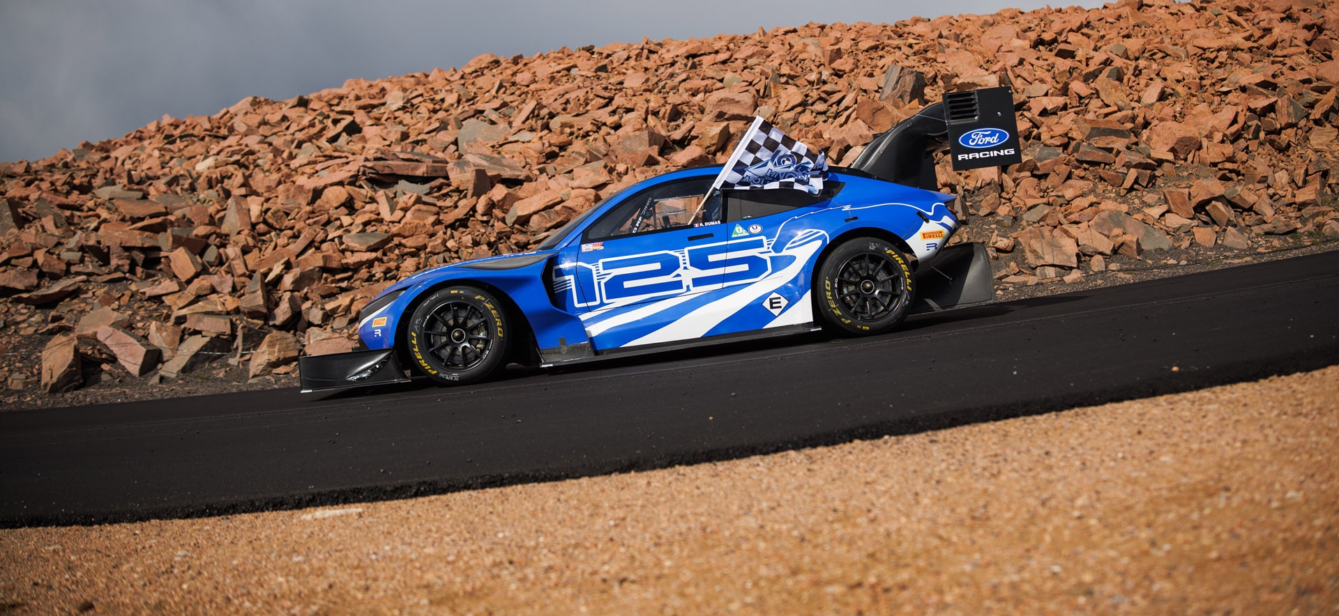 Mach E on path at pikes peak