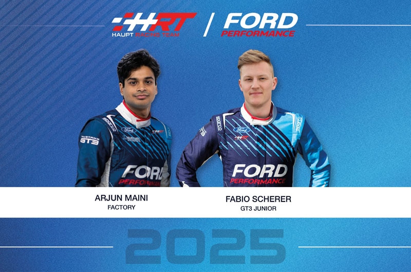HRT card with Arjun Maini and Fabio Scherer headshots