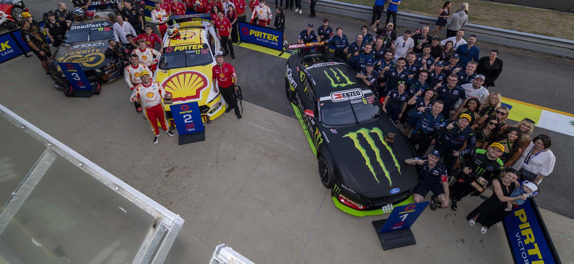 Mustangs at victory lane