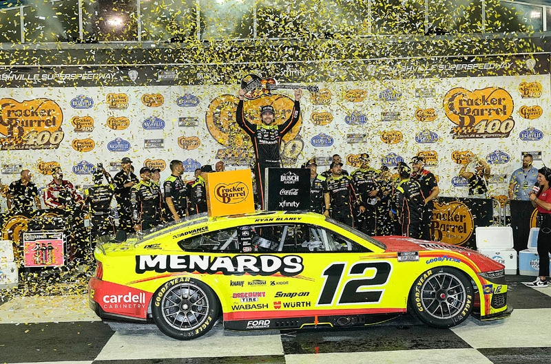 Blaney celebrating at victory lane