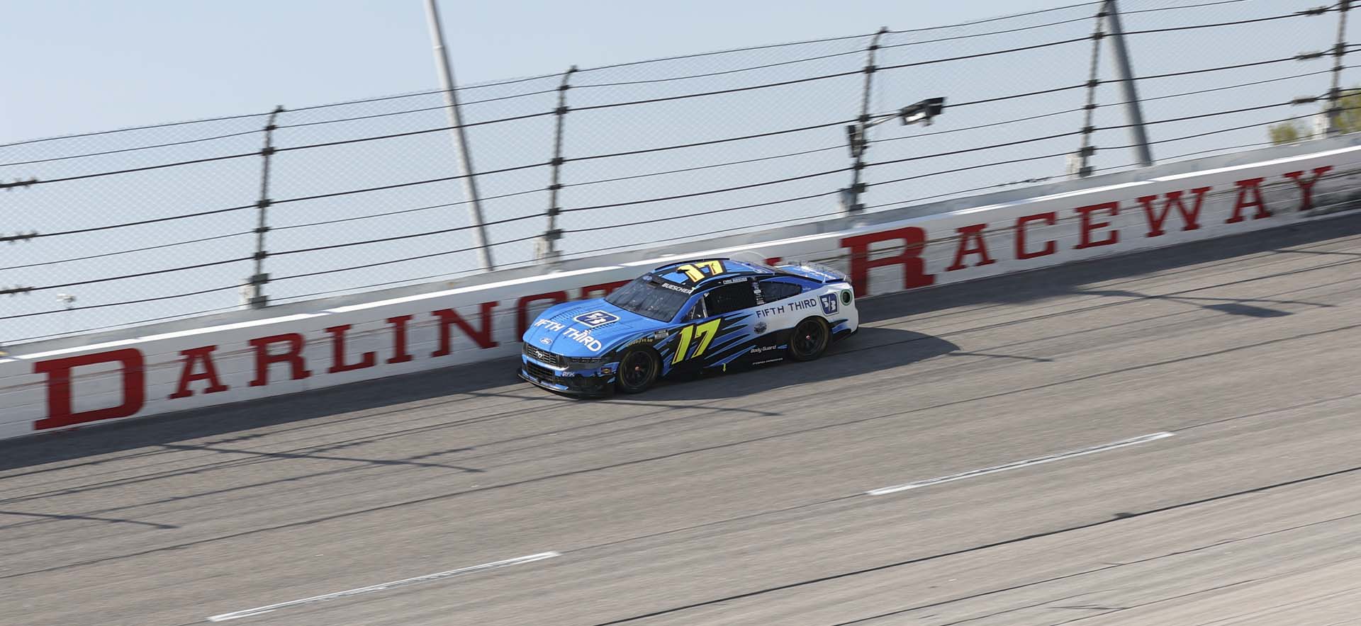 mustang on the track
