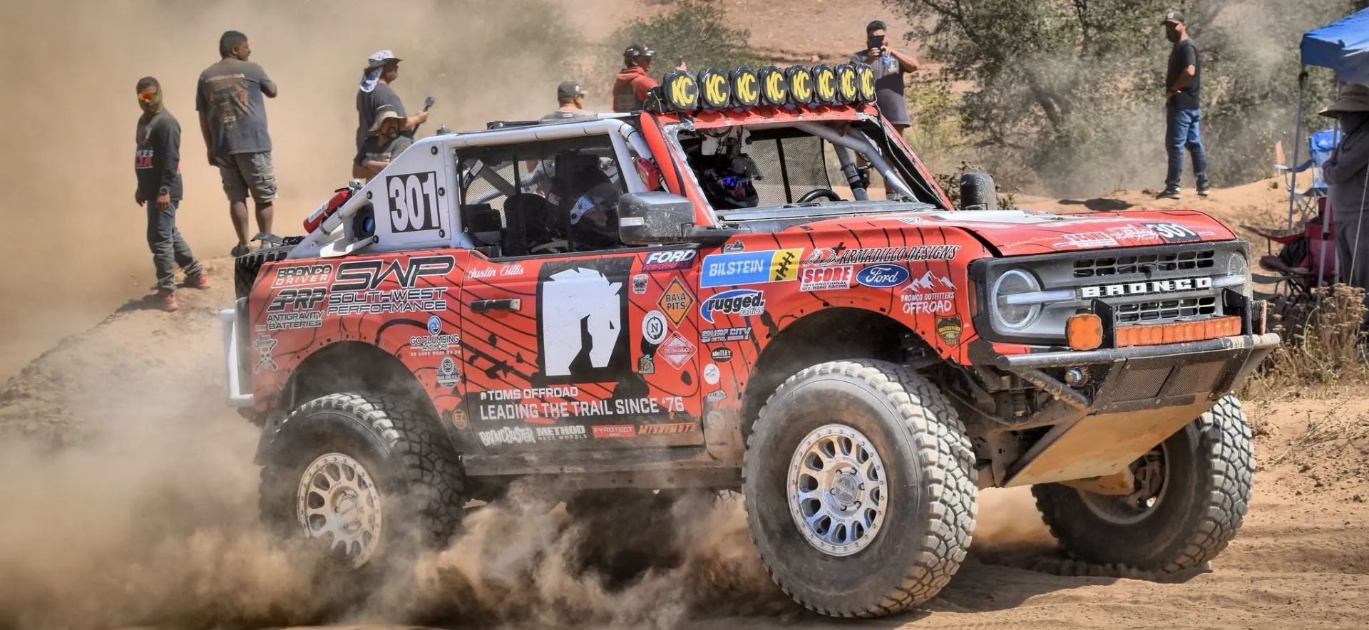 Bronco on the dirt path