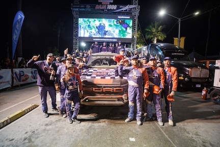 Baja team at finish line 