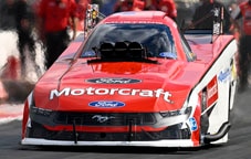 Ford Mustang on the track