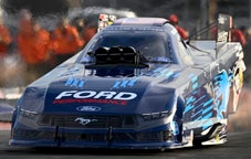 Ford Mustang on the track