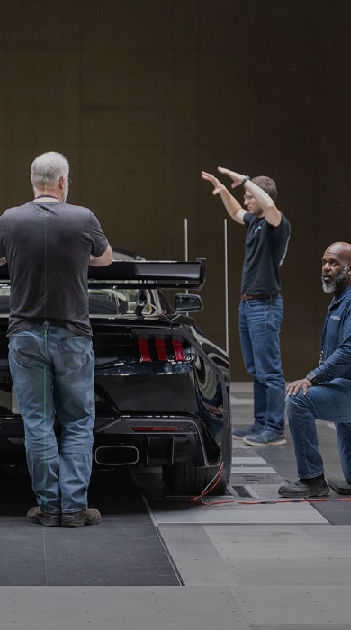 Mustang GTD being prepped in the wind tunnel