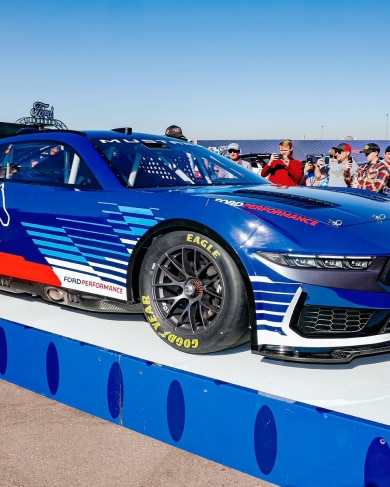 Spectators cheer on driver and race car