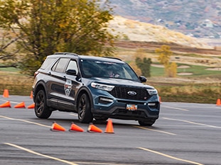 Explorer ST on the track navigating around pylons