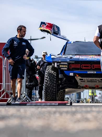 Ford Racing engineers testing a race vehicle