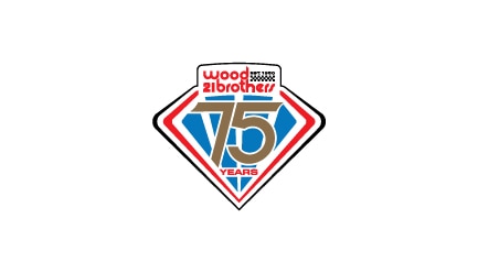 White card with the Wood Brothers Racing logo