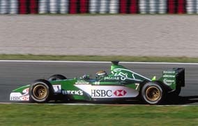 Eddie Irvine on the track at the Spanish Grand Prix in 2000