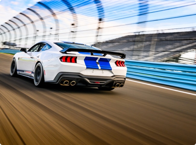 Race car from behind and in motion