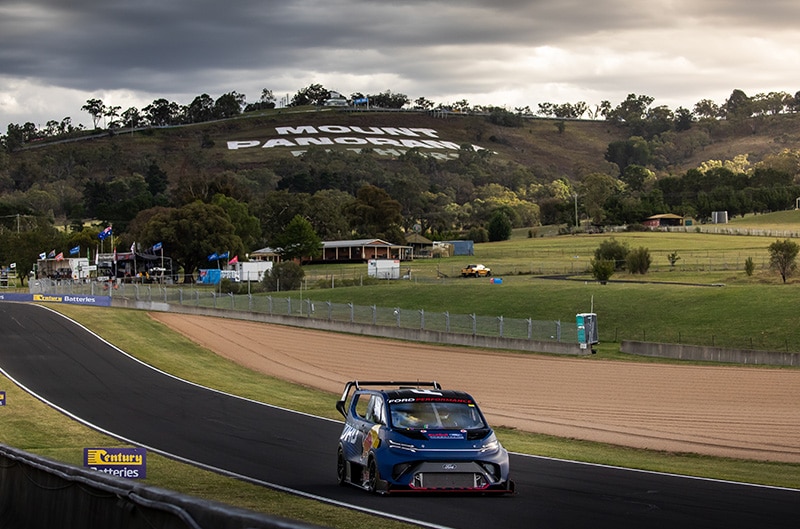 SuperVan on track with MOUNT PANORAMA sign in background
