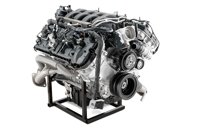 Ford 5.0L Engine on white background