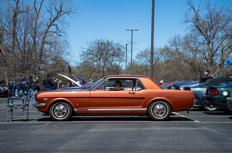 side photo of first gen mustang
