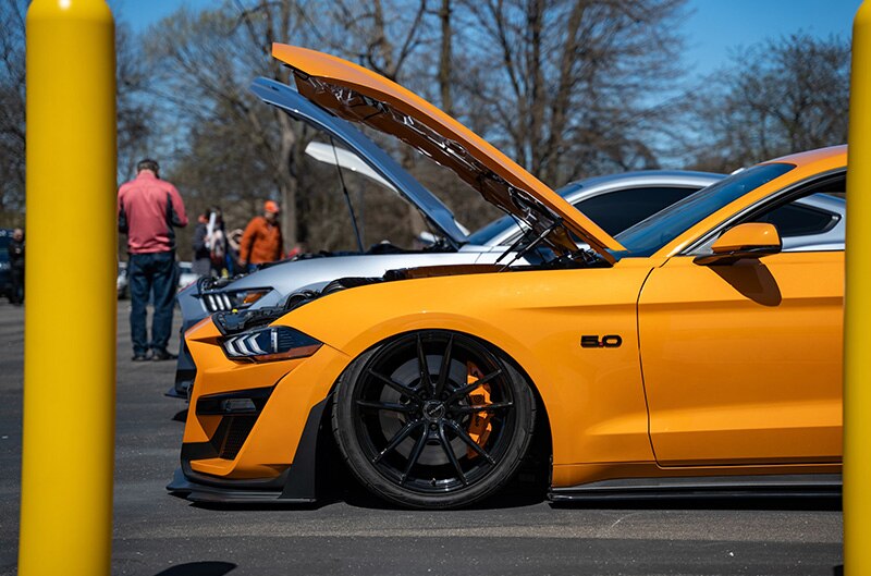 orange mustang front fender side shot