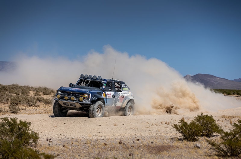 Bronco Raptor at speed throwing dirt