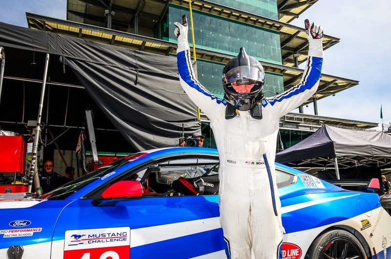 Robert Noaker celebrating Mustang Challenge Win