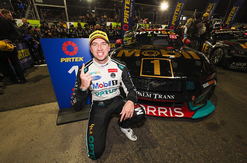 Ford Mustang Supercar doing a burnout in victory