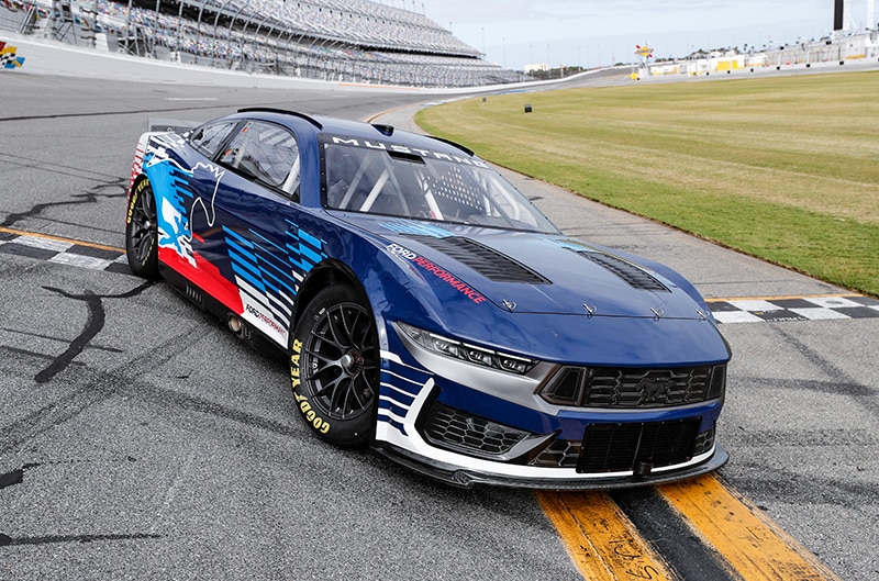 NASCAR mustang parked on Track at Daytona